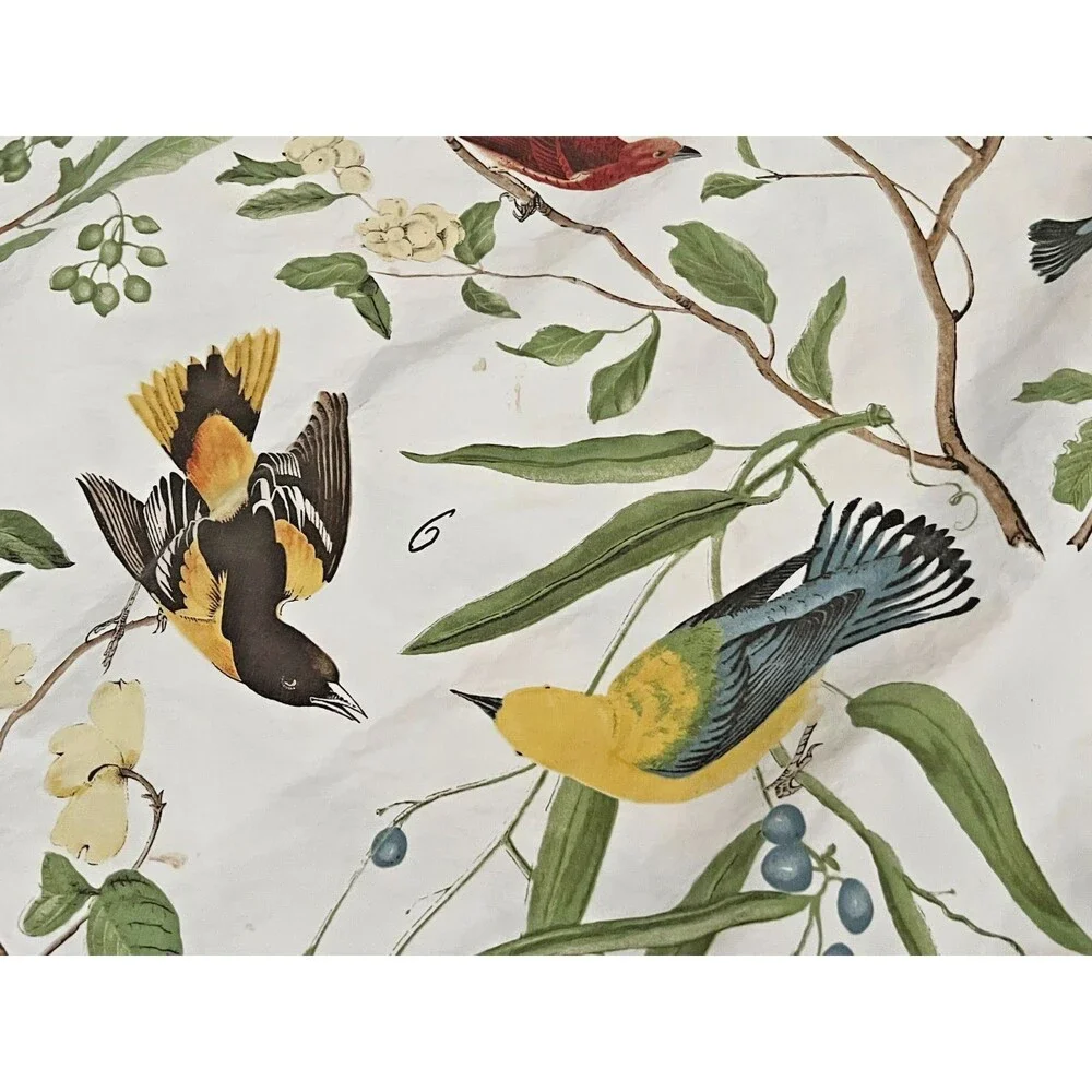 POTTERY BARN Spring Sparrow KING Duvet Cover Birds Botanical Colorful Cotton